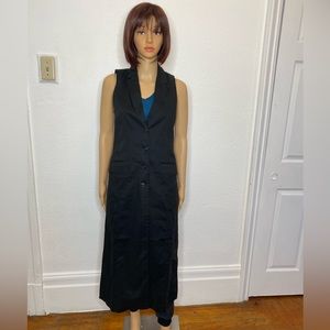 🆕 Anthropologie Cartonnier Longline Button Vest Women’s Size 0 Black
